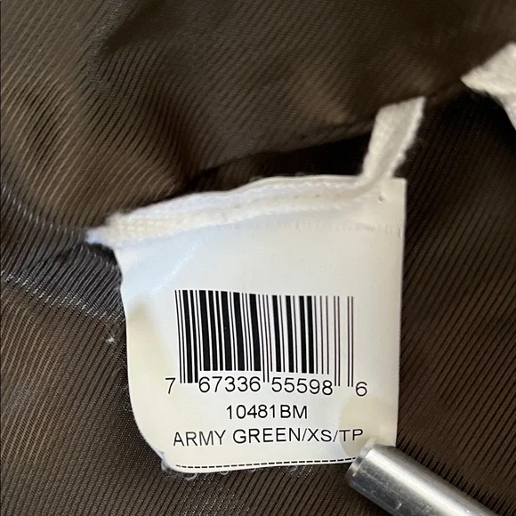 BCBGMaxAzria Army Green Wool coat jacket w100% brown leather collar & sleeves XS - Picture 11 of 13